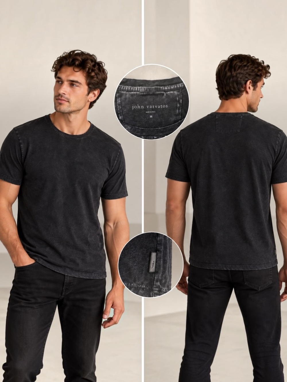 JOHN VARVATOS ENZO MARBLE WASH TEE | M | NWOT